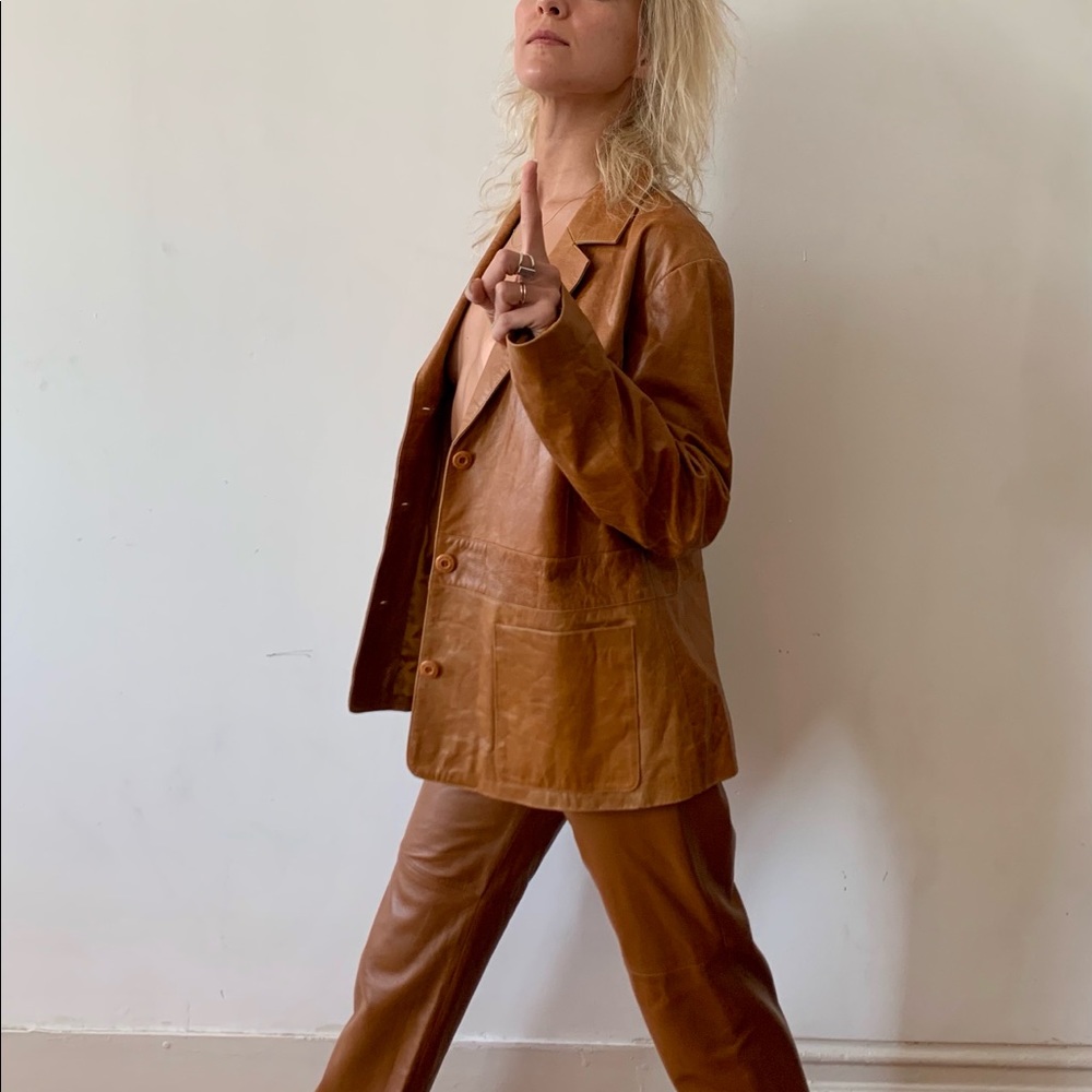 Brown leather pants